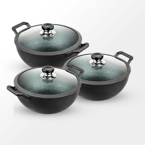 Vinod 3 Piece Cast Iron Wok Set with Lid Wayfair.co.uk